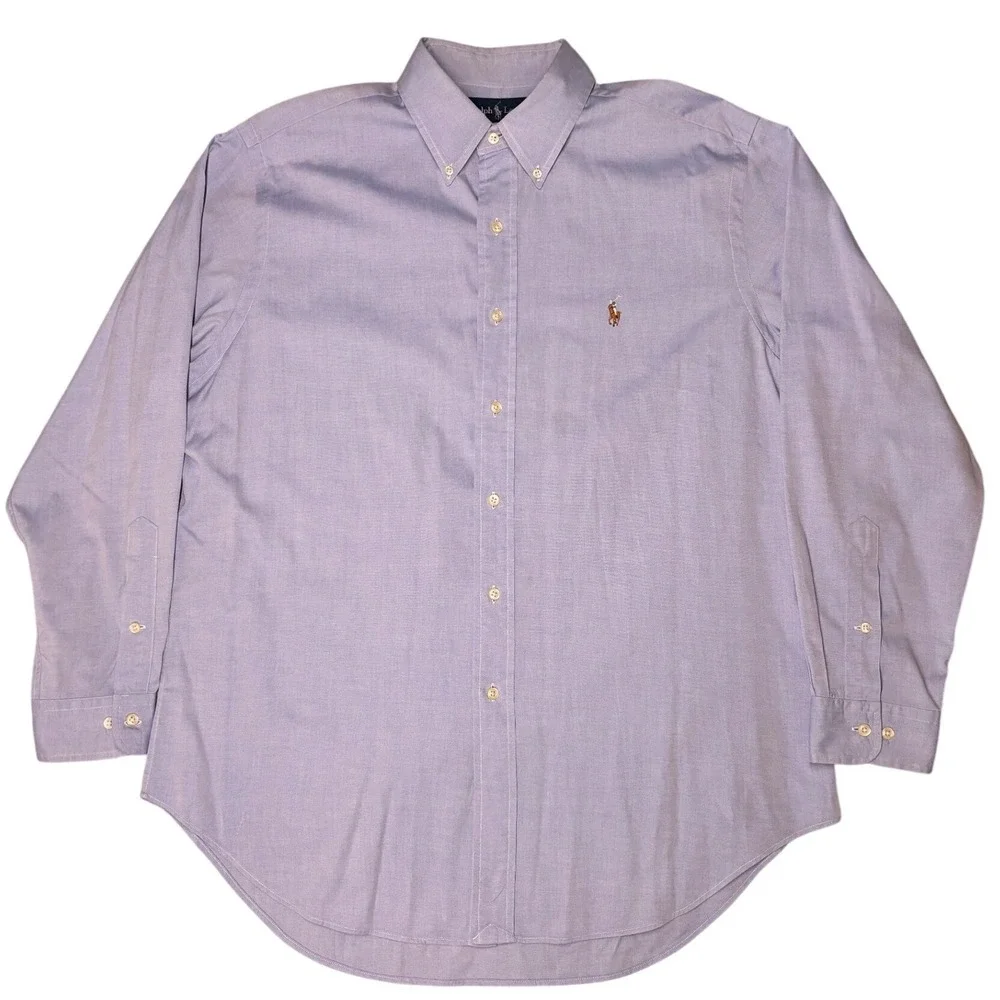 Polo Ralph Lauren Button Down‎ Shirt Mens 16.5 Blue Classic Fit Oxford L/S